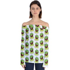 Kermit The Frog Off Shoulder Long Sleeve Top by Valentinaart