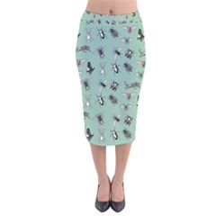 Insects Pattern Velvet Midi Pencil Skirt by Valentinaart