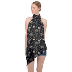 Halloween  Halter Asymmetric Satin Top by Valentinaart