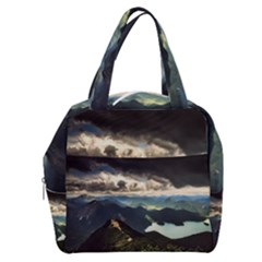 Mountains Sky Clouds Sunset Peak Overlook River Boxy Hand Bag