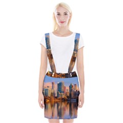 Vancouver Canada Sea Ocean Reflections Skyline Braces Suspender Skirt by danenraven