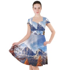 Dolomites Mountains Alps Alpine Trees Conifers Cap Sleeve Midi Dress by danenraven