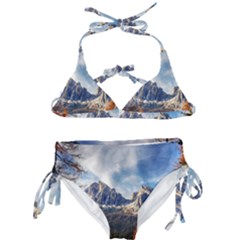 Dolomites Mountains Alps Alpine Trees Conifers Kids  Classic Bikini Set by danenraven