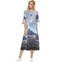 Dolomites Mountains Alps Alpine Trees Conifers Bow Sleeve Chiffon Midi Dress View1