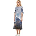 Dolomites Mountains Alps Alpine Trees Conifers Bow Sleeve Chiffon Midi Dress View2