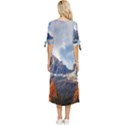 Dolomites Mountains Alps Alpine Trees Conifers Bow Sleeve Chiffon Midi Dress View4