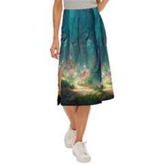 Magical Forest Forest Painting Fantasy Midi Panel Skirt by danenraven