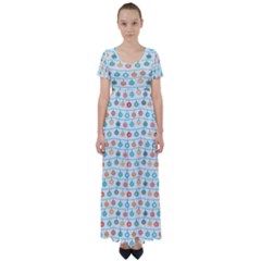 X Mas Texture Pack 2 High Waist Short Sleeve Maxi Dress by artworkshop