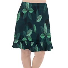 Leaves Pattern Fishtail Chiffon Skirt by artworkshop