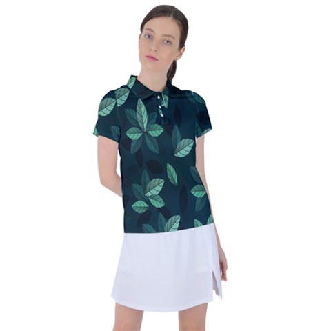 Leaves Pattern Women s Polo Tee by artworkshop