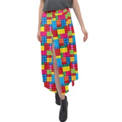 Lego Background Velour Split Maxi Skirt by artworkshop