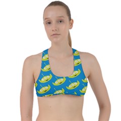 Pattern Aliens Criss Cross Racerback Sports Bra by artworkshop