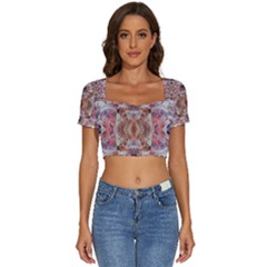 Pastels Kaleidoscope Short Sleeve Square Neckline Crop Top 