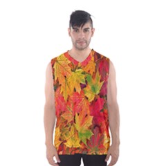 Autumn Background Maple Leaves Men s Basketball Tank Top by artworkshop