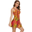 Autumn Background Maple Leaves Ruffle Edge Bra Cup Chiffon Mini Dress View3