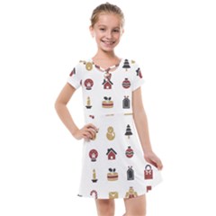 Christmas Symbols Kids  Cross Web Dress by artworkshop