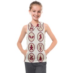 Christmas Winter Symbols Kids  Sleeveless Hoodie