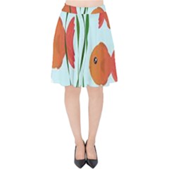 Fishbowl Fish Goldfish Water Velvet High Waist Skirt by artworkshop