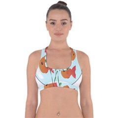 Fishbowl Fish Goldfish Water Cross Back Hipster Bikini Top  by artworkshop