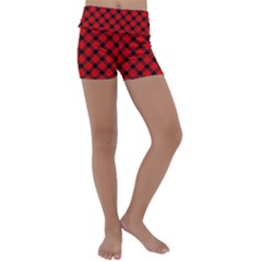 Lumberjack Plaid Kids  Lightweight Velour Yoga Shorts by artworkshop