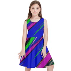 Diagonal Green Blue Purple And Black Abstract Art Kids  Skater Dress