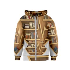 Bookshelf Heart Kids  Zipper Hoodie by artworkshop