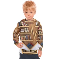 Bookshelf Heart Kids  Hooded Pullover by artworkshop