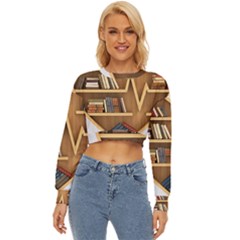 Bookshelf Heart Lightweight Long Sleeve Sweatshirt by artworkshop