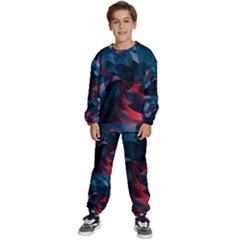 Art Polygon Geometric Design Pattern Colorful Kids  Sweatshirt Set