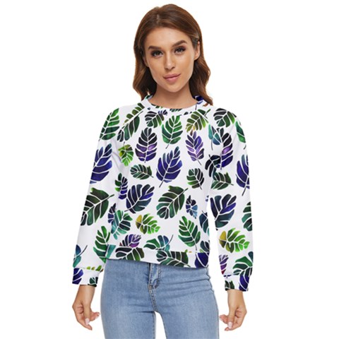 Leaves Watercolor Ornamental Decorative Design Women s Long Sleeve Raglan Tee by Ravend