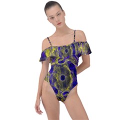 Fractal Glowing Kaleidoscope Frill Detail One Piece Swimsuit