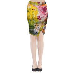 Rainbow Painted Nature Bigcat Midi Wrap Pencil Skirt by Sparkle