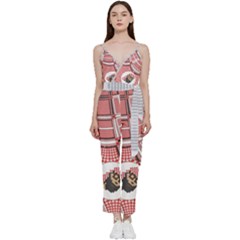 Im Fourth Dimension Saudi V-neck Spaghetti Strap Tie Front Jumpsuit