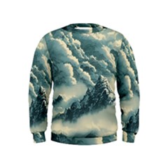 Mountains Alps Nature Clouds Sky Fresh Air Art Kids  Sweatshirt by Pakemis