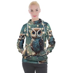 Owl Bird Bird Of Prey Ornithology Animal Women s Hooded Pullover by Pakemis