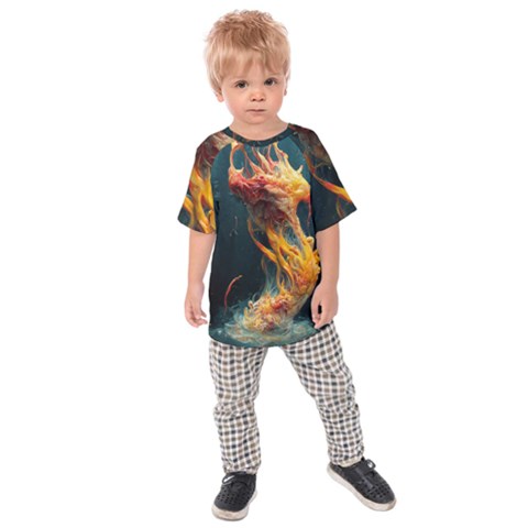 Flame Deep Sea Underwater Creature Wild Kids  Raglan Tee by Pakemis