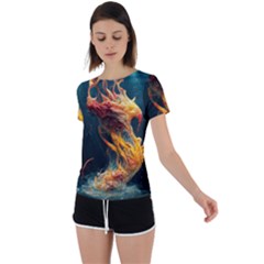 Flame Deep Sea Underwater Creature Wild Back Circle Cutout Sports Tee by Pakemis