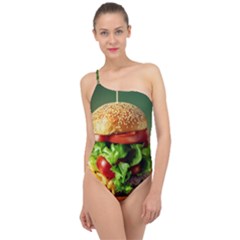 Hamburger Cheeseburger Burger 3d Render Snack Classic One Shoulder Swimsuit by Pakemis