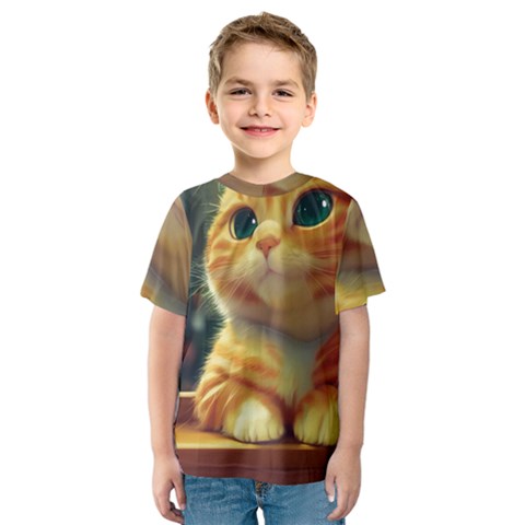 Cute Cat Cat Feline 3d Kids  Sport Mesh Tee by Pakemis