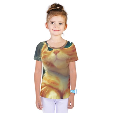 Cute Cat Cat Feline 3d Kids  One Piece Tee by Pakemis