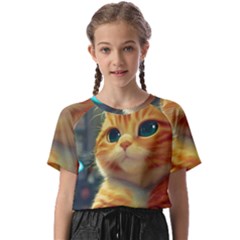 Cute Cat Cat Feline 3d Kids  Basic Tee by Pakemis