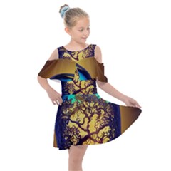 Flask Bottle Tree In A Bottle Perfume Design Kids  Shoulder Cutout Chiffon Dress by Pakemis