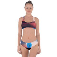 Surreal Fantasy Abstract Art Creativity Horizon Criss Cross Bikini Set