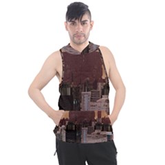 Skyline Skyscrapers Futuristic Sci-fi Panorama Men s Sleeveless Hoodie by Pakemis