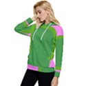 Pink And Green 1105 - Groovy Retro Style Art Women s Lightweight Drawstring Hoodie View2