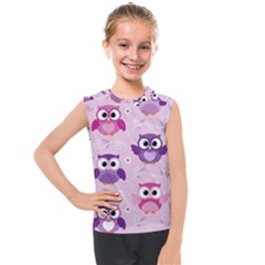 Seamless Cute Colourfull Owl Kids Pattern Kids  Mesh Tank Top