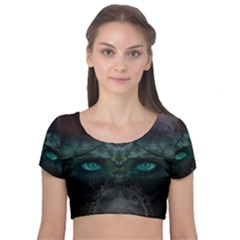 Vampire s Velvet Short Sleeve Crop Top  by Sparkle