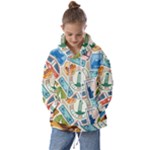 Travel Pattern Immigration Stamps Stickers With Historical Cultural Objects Travelling Visa Immigran Kids  Oversized Hoodie