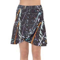 Abstract Colorful Texture Wrap Front Skirt by Pakemis