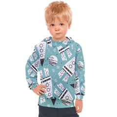 Cute Seamless Pattern With Rocket Planets Stars Kids  Hooded Pullover by Pakemis